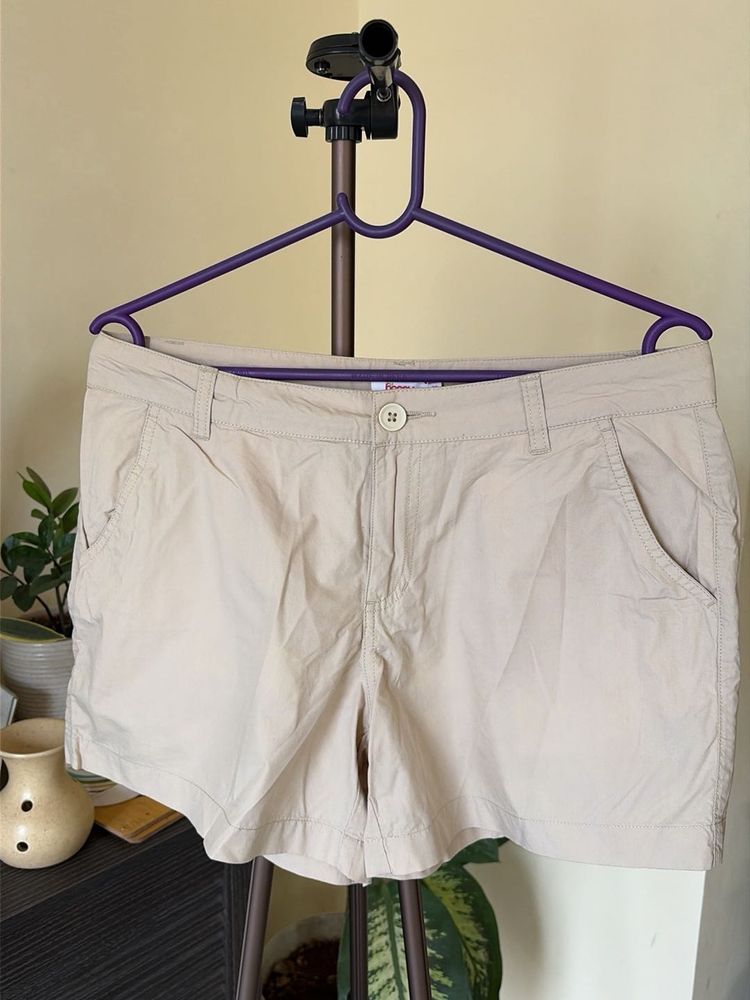 Beige Casual Women's Shorts