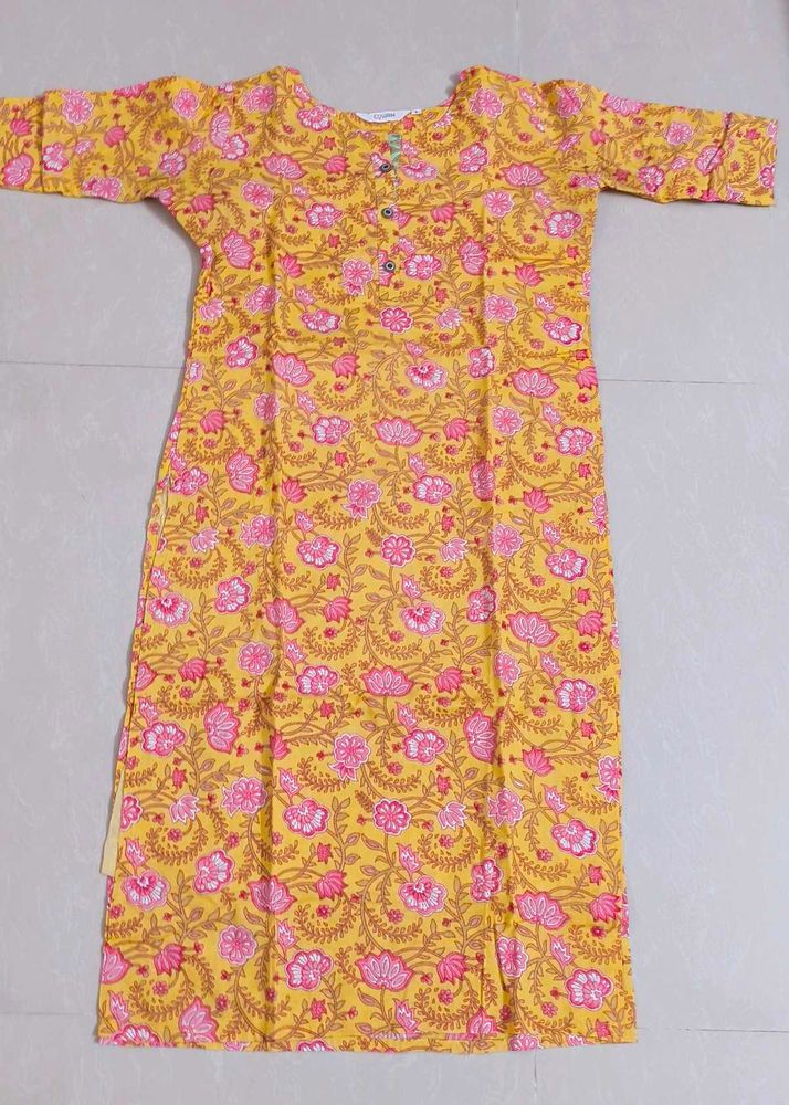 Yellow Floral Kurtis