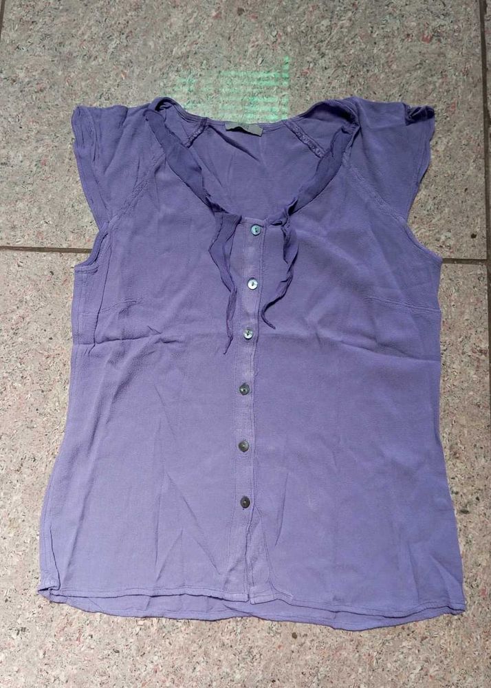 Purple Button-Down Sleeveless Top