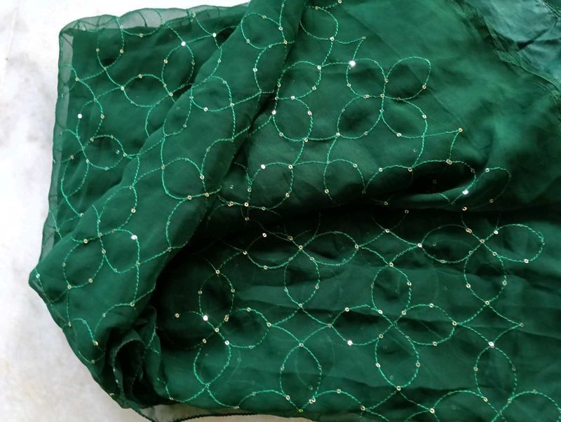 Emerald Green Sequined Saree