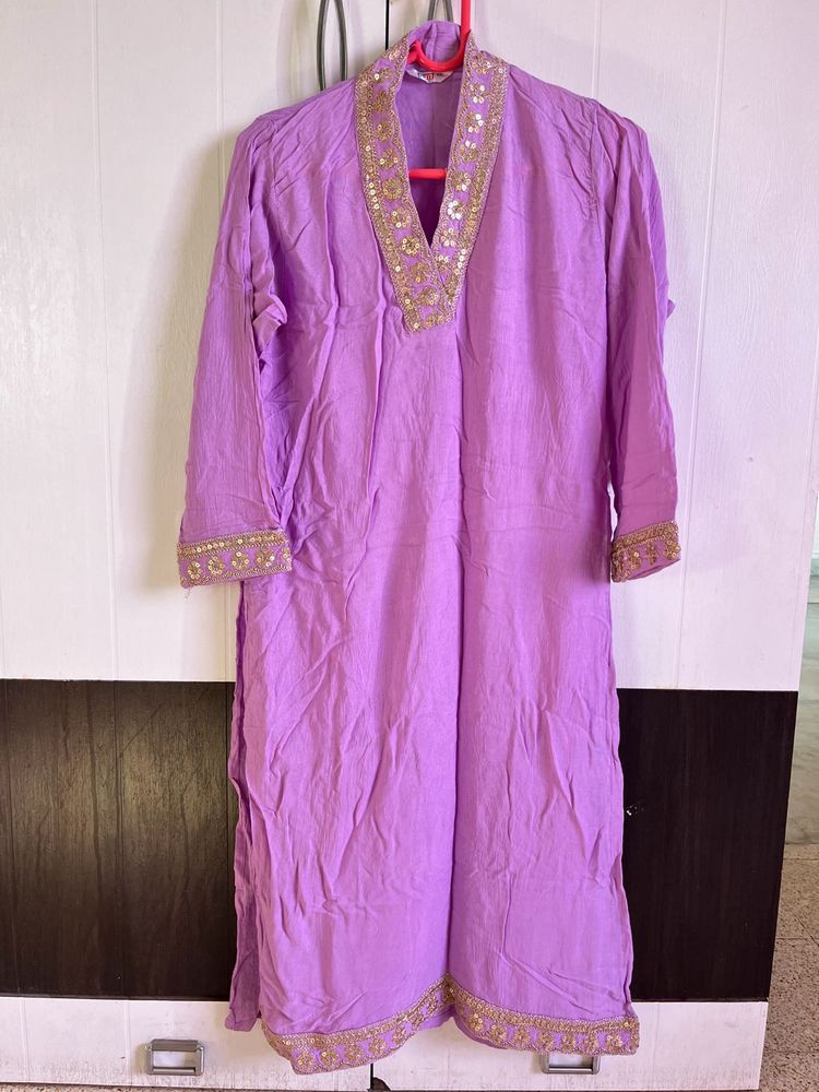 Lavender Trendy V-Neck Kurta Pant