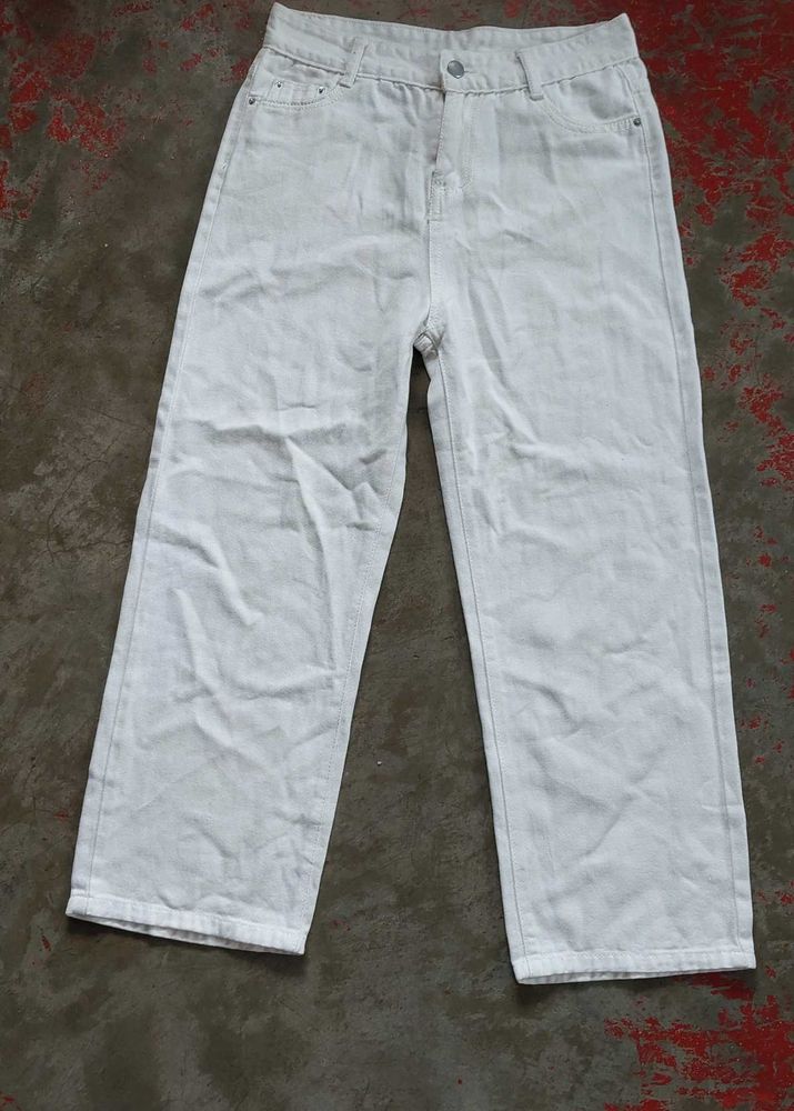 White Straight Wide Cut