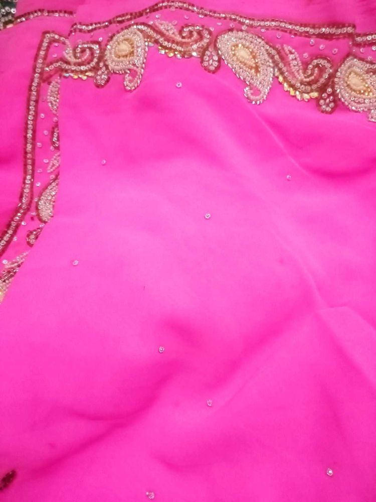Pink Embellished Saree