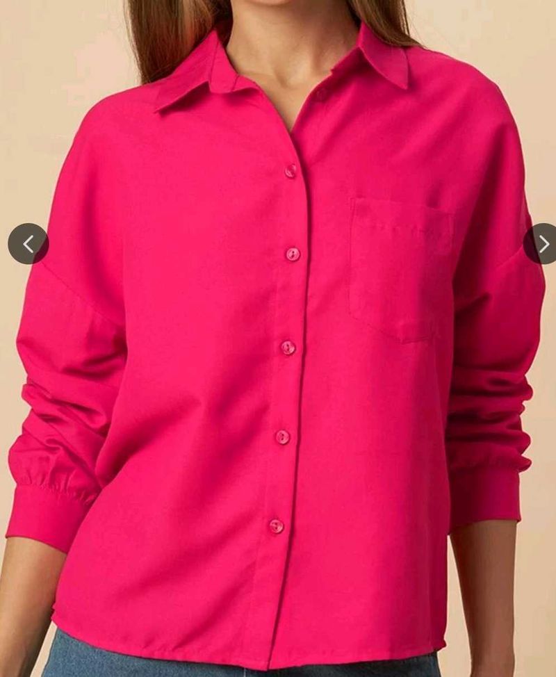 Hot Pink Oversized Button-Up Shirt