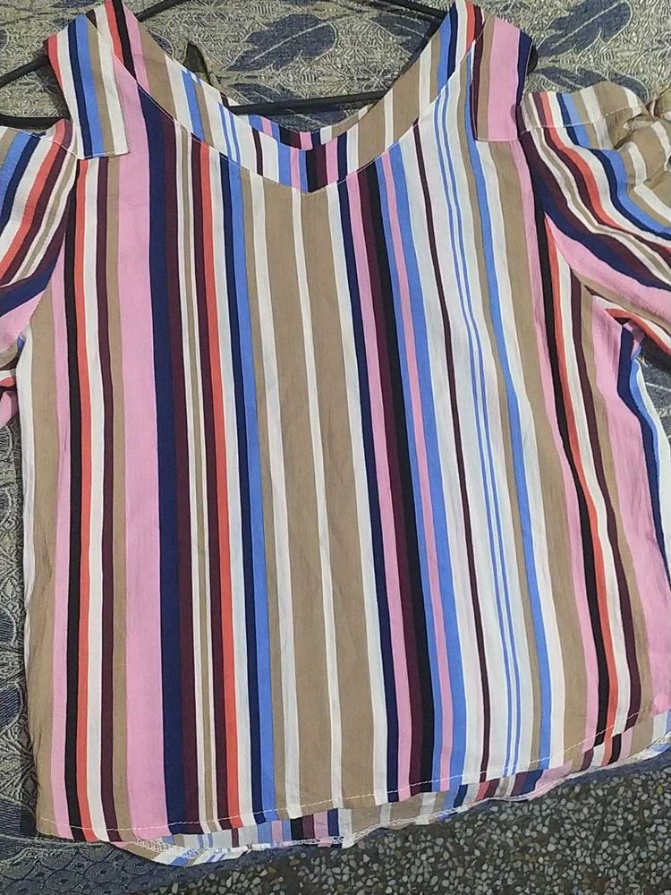 Striped Cold Shoulder Top