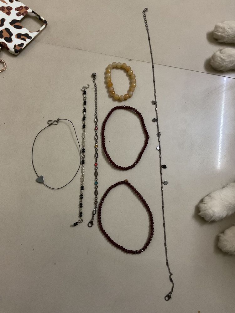 one necklace 5 anklets 1 bracelet
