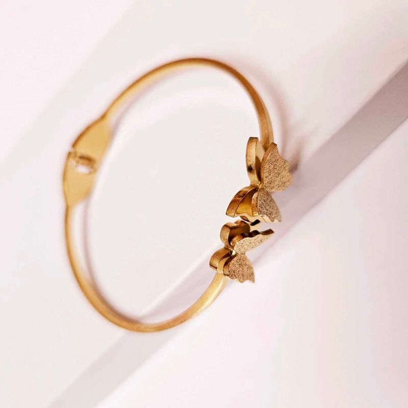 Golden Twin Butterfly Cuff Bracelet