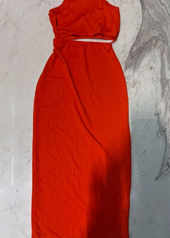 Chic Orange Cutout Dress