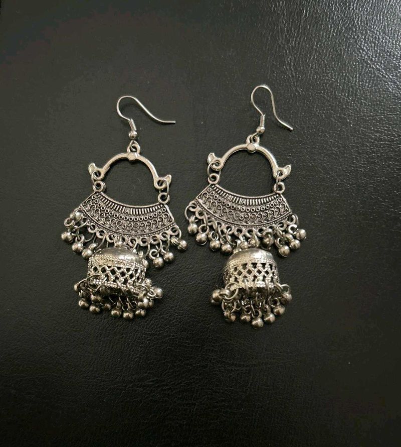 Silver Jhumka Earrings