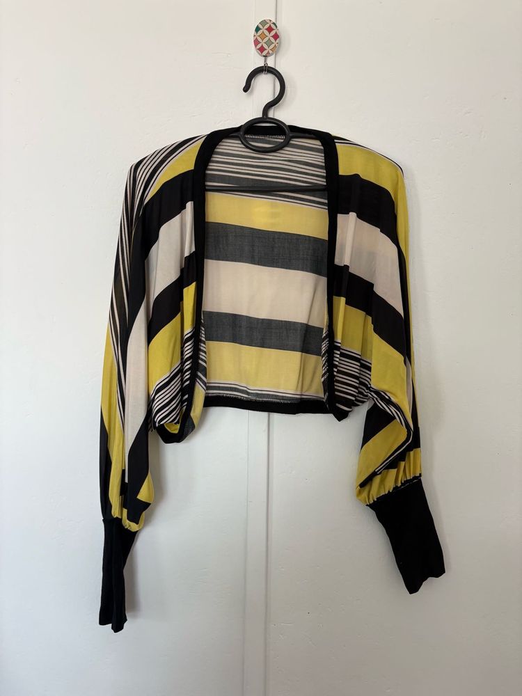 Striped Open Front Cardigan