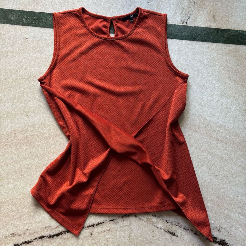 Rust Orange Sleeveless Top