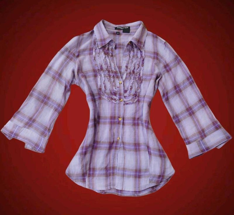 Y2K Vintage Plaid Fitted Button Down Shirt