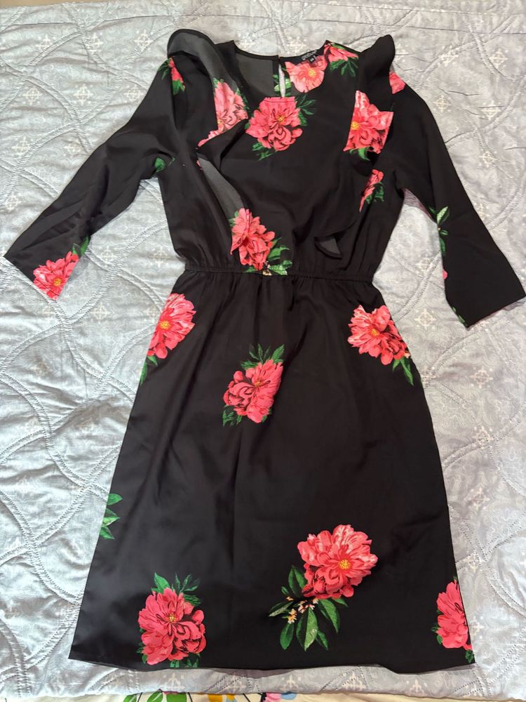 Black Floral Midi Dress