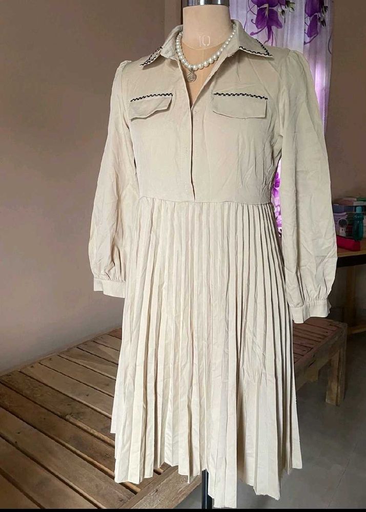 Pleated Shirt Dress