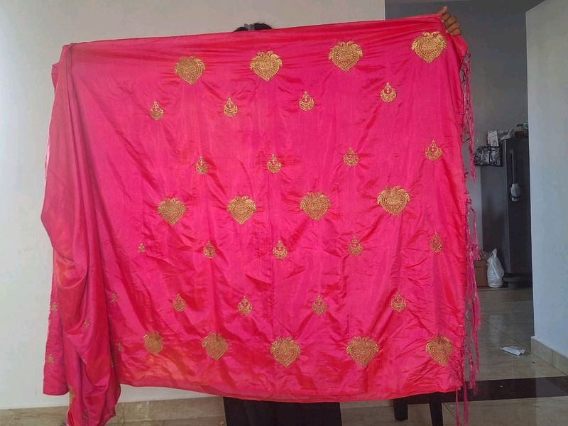 Rain Pink Colour Saree With Double Tone Colou