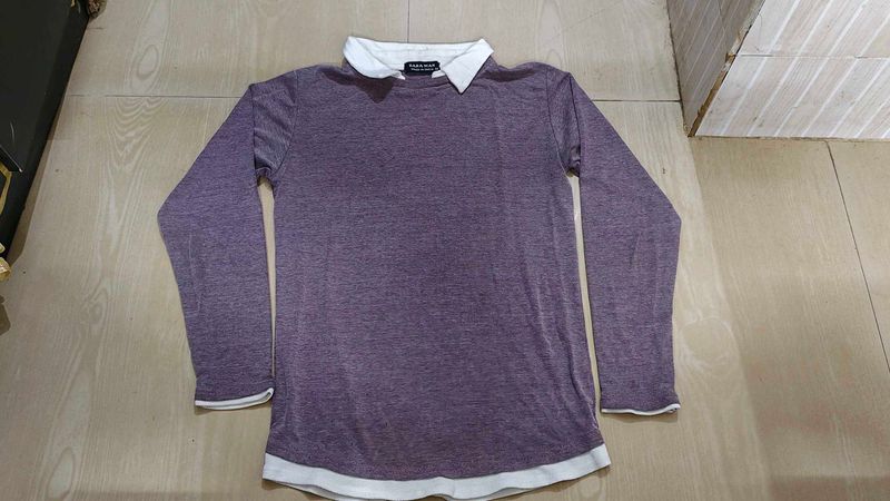Long-sleeved collared shirt