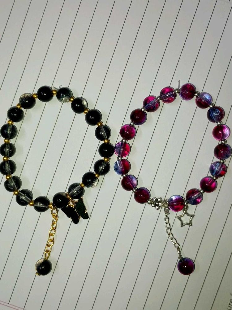 Beaded Charm Bracelets - Set of Two
