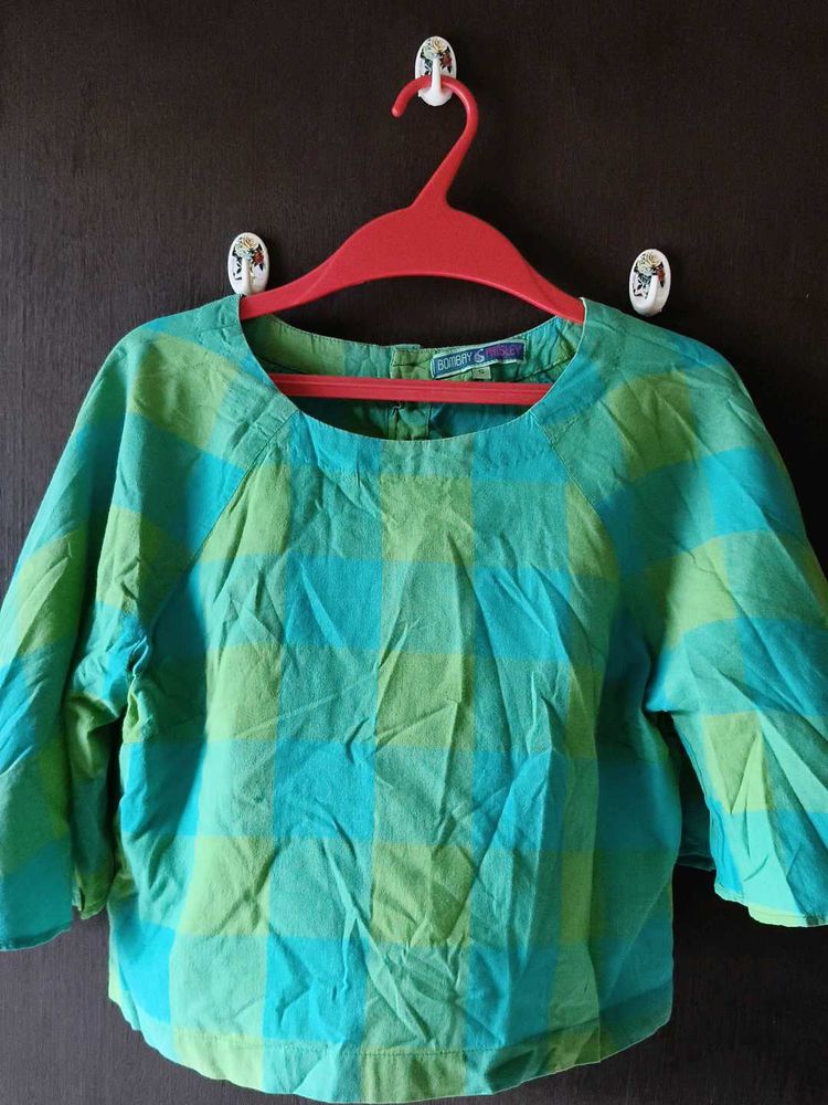 Checkered Green &amp; Blue Top