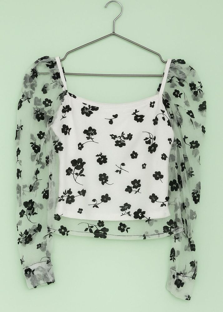 Floral Organza Sleeve Top