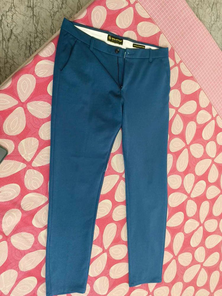 Blue Slim Fit Trousers