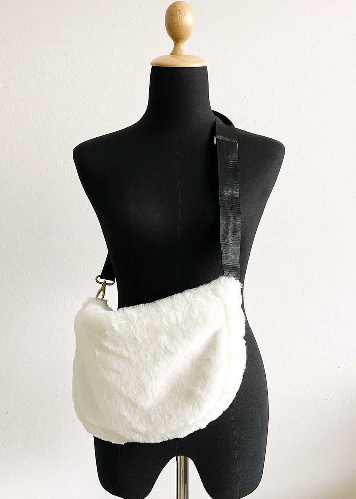 Fuzzy White Crossbody Bag