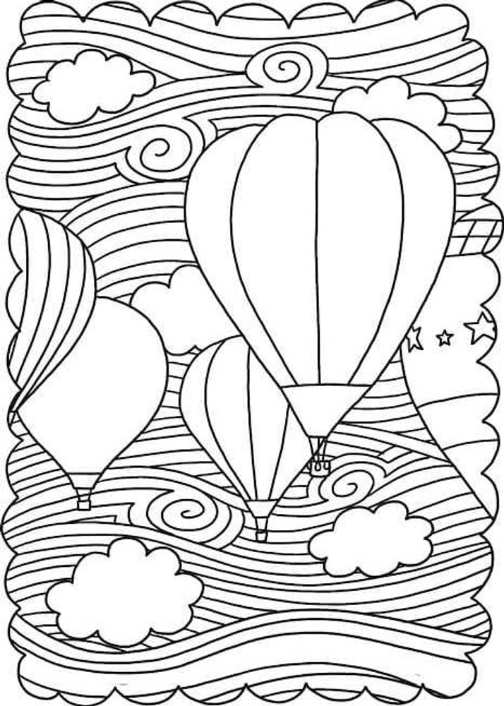 Hot Air Balloon Coloring Page