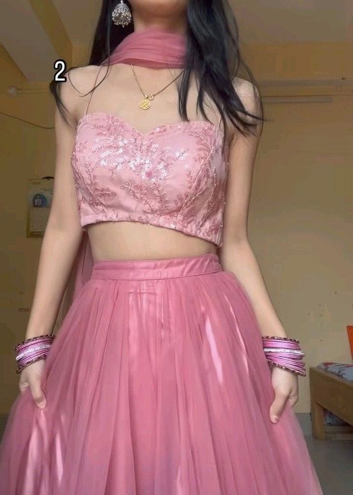 Pink Lehenga With Dupatta And Blouse