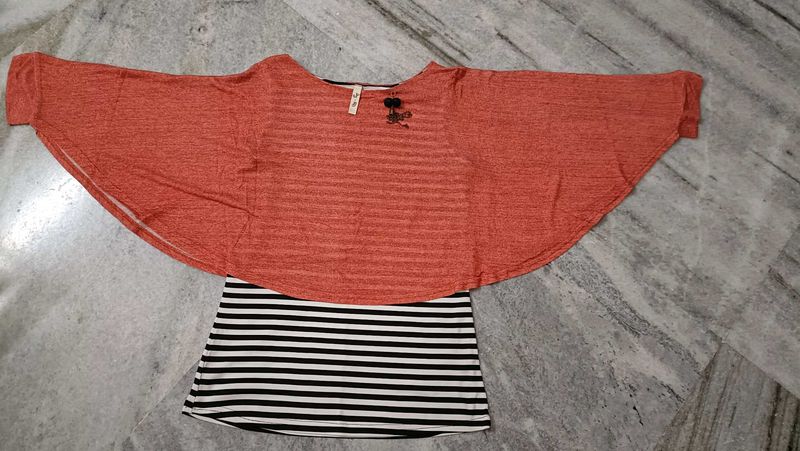 Kaftan Butterfly Striped Top with Batwing Sleeves