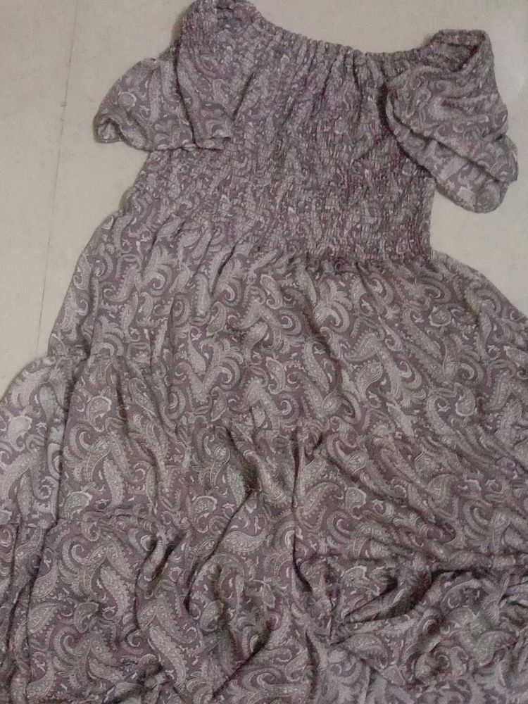 Patterned Off-Shoulder Dress