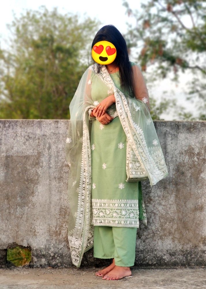 Full Embroidered Kurta,Palazo &amp; Dupata