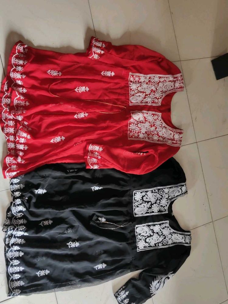 2 combo kurtis red &amp; black