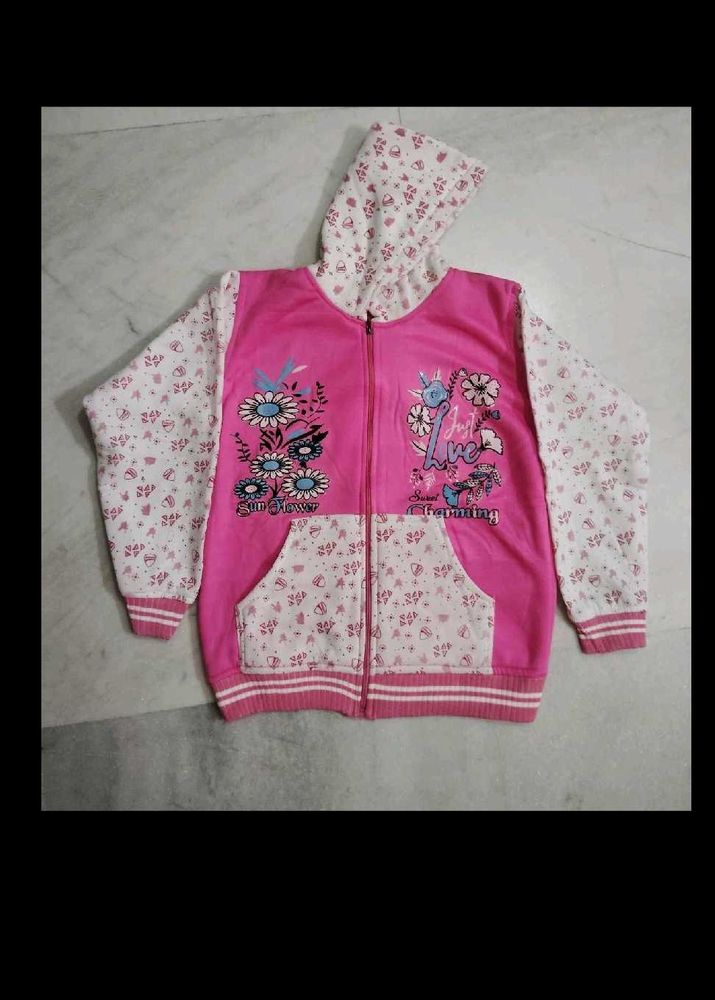 Pink Floral Zip-Up Hoodie