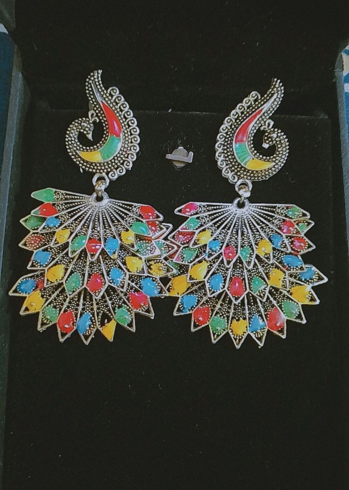 Colorful Peacock Earrings
