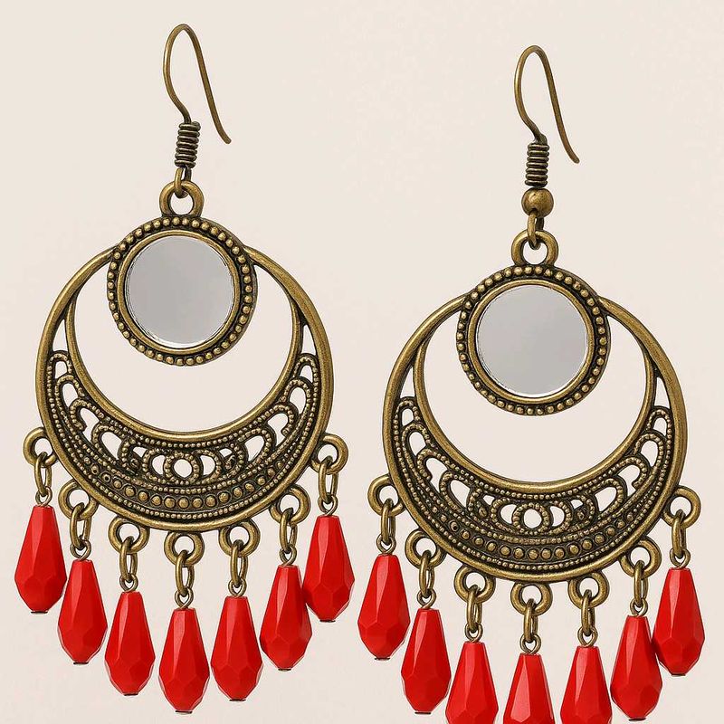 Boho Chic Red Beaded Earrings