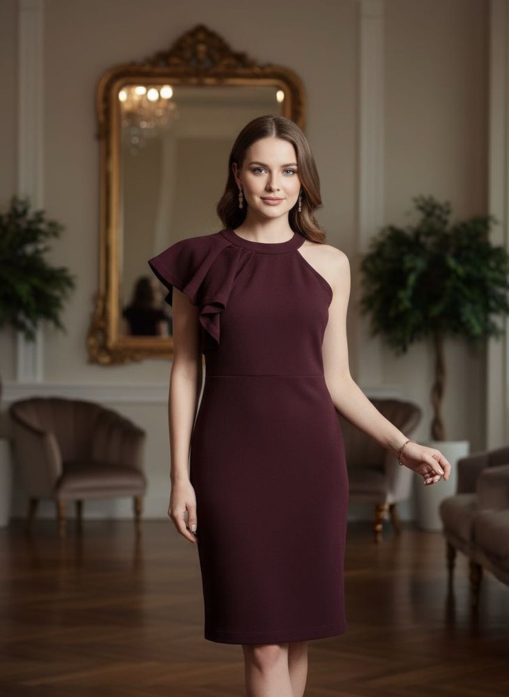 Burgundy Fit &amp; Flare Dress