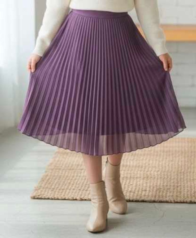 Purple Pleated Midi Skirt