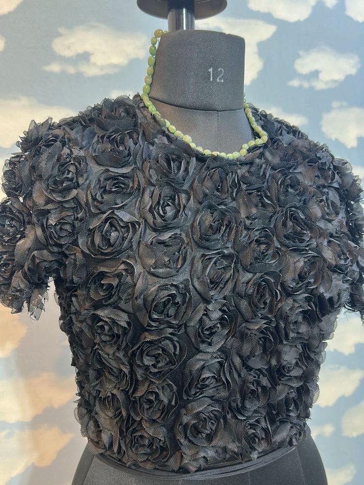 Black Rose Embellished Top