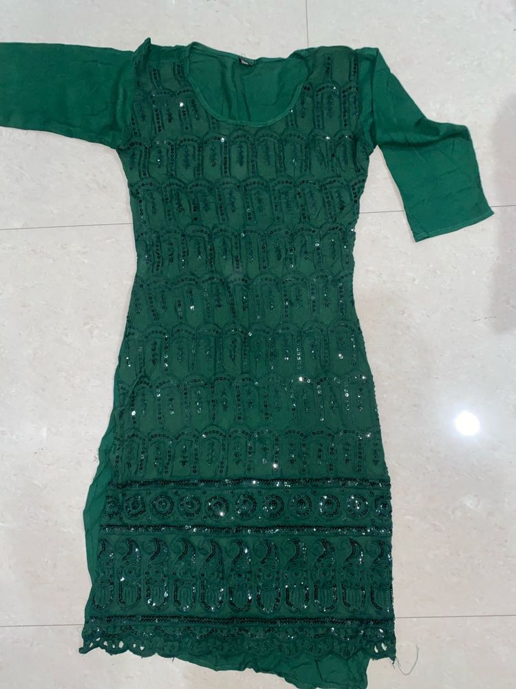 Green Embellished Kurti