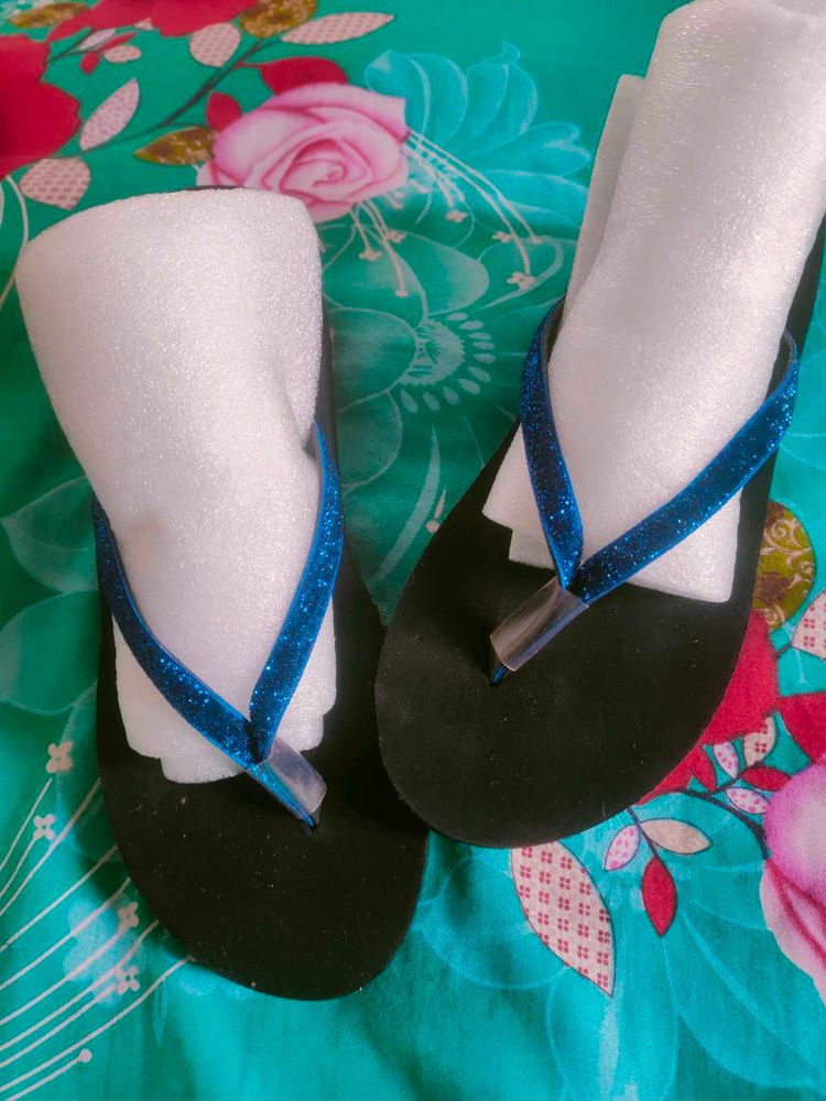 Blue Glitter Flip Flops 2color Available