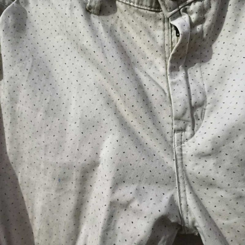 Beige Patterned Pants