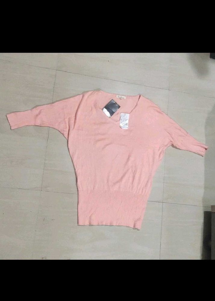 Peach V-Neck Top