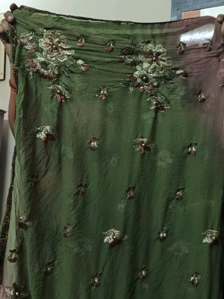 Green Embroidered Dupatta