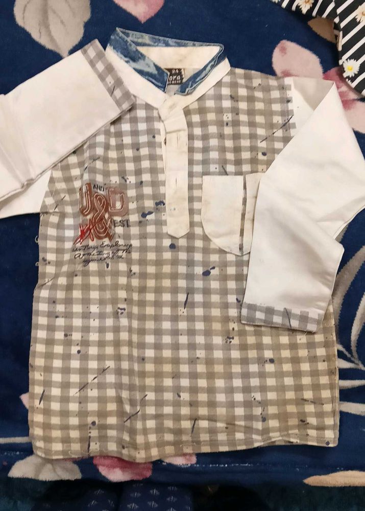 Cute Boys Checkered Kurta