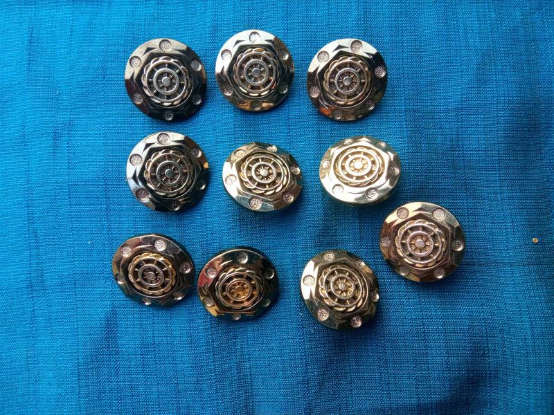 Vintage Gold Tone Round Buttons - Set of 11
