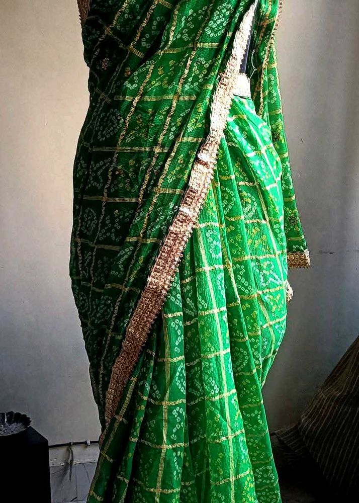 Elegant Green Bandhani Saree
