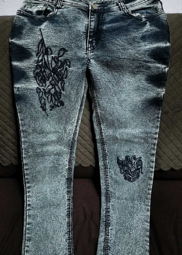 Embroidered Denim Jeans