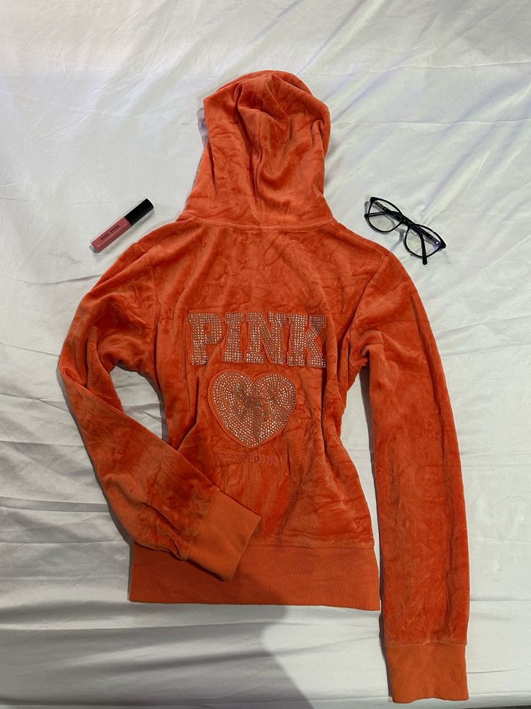PINK Embellished Velour Hoodie