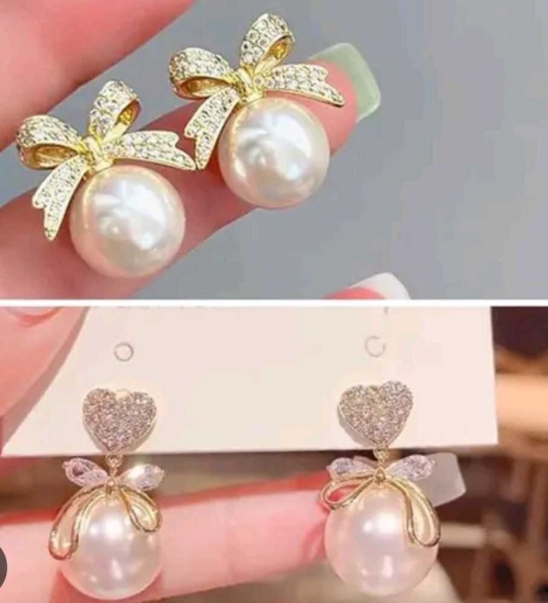 Pearl Bow Earrings
