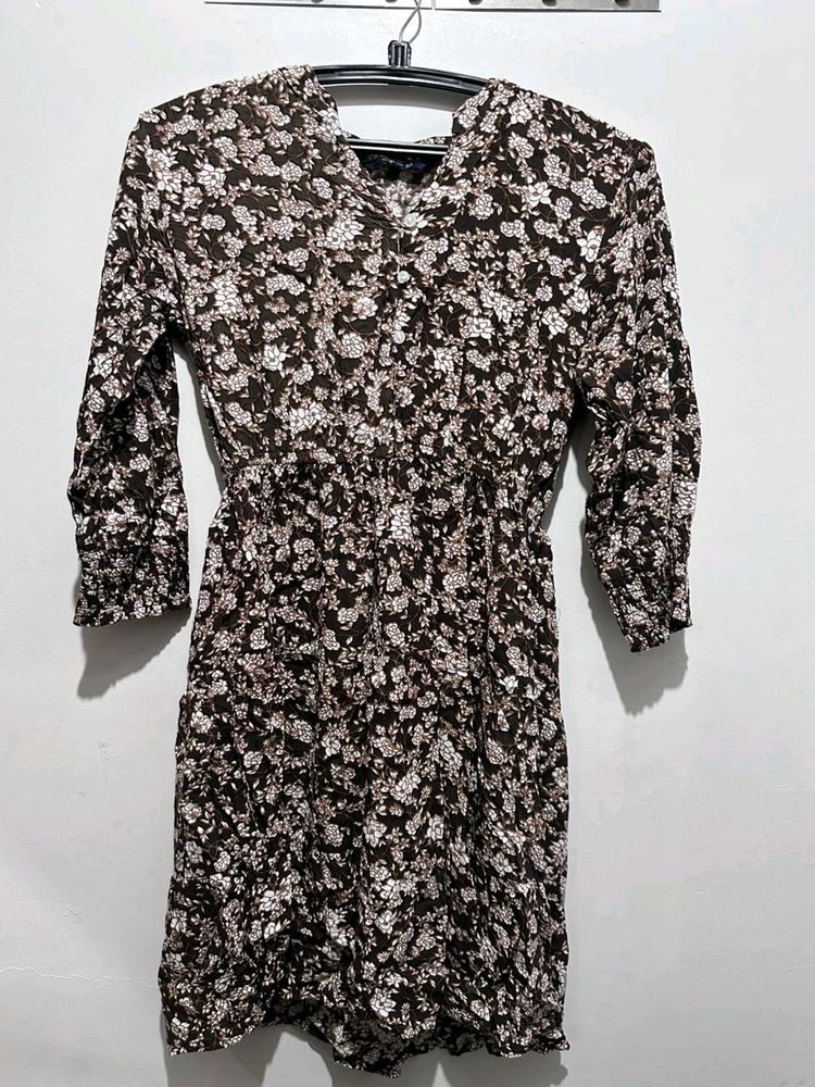 Brown Floral Dress