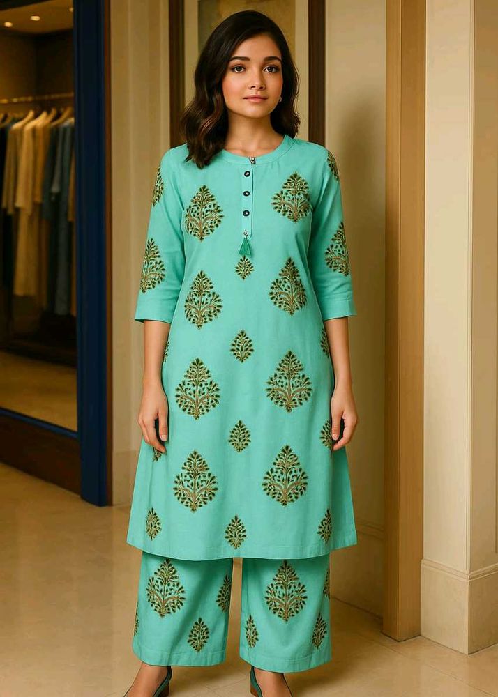 Teal Printed Pant Kurta